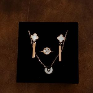 Rose Gold and White Jewelry Set Size 8 Titanium